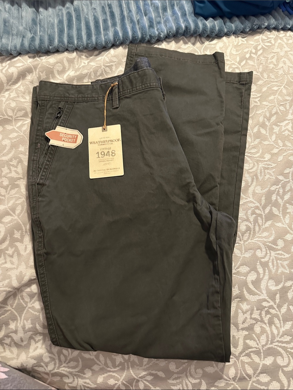 Weatherproof Men's Olive Green Chinos with Security Pocket